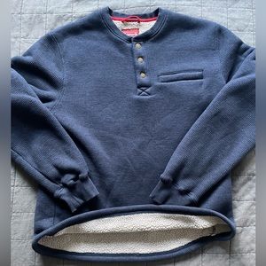 Vintage Coleman Sweater Adult M Blue Henley Heavy Waffle Knit Sherpa Mens